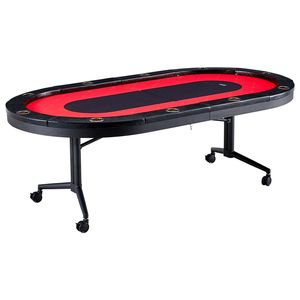 Table de poker portable pliable pour 10 joueurs avec rails rembourrés et porte-gobelets en acier inoxydable pour le Blackjack, le Texas Hold'em, le Mahjong et les jeux de hasard - Product Image 1