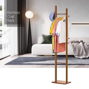 Bamboo Free Standing Coat Rack with <b>Hat</b> Hooks Modern Clothes Storage <b>Stand</b> for Entryway Bedroom Office - Product Image 4