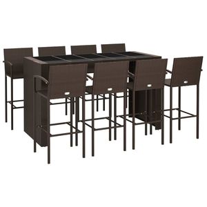 Set da 9 Bar in Poly Rattan marrone per mobili da esterno - Product Image 3