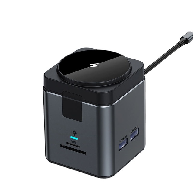 USB C Hub 8 in 1 Type C Adapter Docking Station with Wireless Charger 100W PD 4K HDTV VGA USB 3.0 Ethernet SDTF