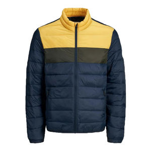 Chaqueta bomber acolchada de invierno para hombre, de alta calidad, con bloques de color, gruesa, de poliéster, personalizada. - Product Image 1