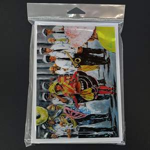Whimsical Mardi Gras Tarjetas de felicitación Pack 8 Tarjetas de nota en blanco A7 Tamaño 5x7 con sobres Bailando en el diseño de las calles - Product Image 3