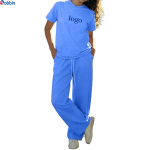 Ensemble de survêtement hip-hop personnalisé pour femme avec logo, manches courtes, col rond, coupe ample, pantalon à cordon de serrage, longueur intégrale, respirant, idéal pour l'été - Product Image 6