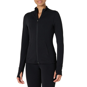 Women's Full Sleeve <b>Zip</b>-<b>Up</b> Yoga Jacket Stand Neck Solid Color Breathable Stretch Athletic Fit Regular Style Customized Jackets - Product Image 1