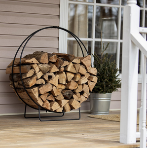 Metal Firewood Rack Eco Friendly Round Metal Fire Wood <b>Log</b> <b>Holder</b> Black Finished Fireplace <b>Logs</b> Storage Rack - Product Image 3