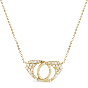 Collier pendentif géométrique en diamant en or jaune, design minimaliste, chaîne à maillons, unisexe, à porter au quotidien - Product Image 1