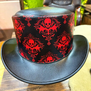 Gothic Skull Pattern Top <b>Hat</b> Black Red Halloween Party <b>Hat</b> Unisex Adult <b>Steampunk</b> Victorian Style - Product Image 4