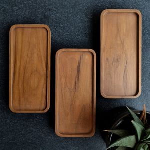 Indian Natural Acacia <b>Wood</b> Customized Rectangular Food Serving Tray with Handles Eco-Friendly Tabletop Design - Product Image 6