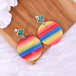 Boucles d'oreilles pendantes tendance en résine géométrique verte apatite et nacre |   Argent sterling 925 - Product Image 5