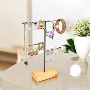 Metal Jewelry Organizer Stand & <b>Key</b> <b>Holder</b> Tray with Acrylic Base, <b>Key</b> Stand and Jewelry Tray with 5 Hooks Jewelry Stand - Product Image 6