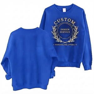 เสื้อสเวตเชิ้ตผู้หญิง DROGEN EXPORT สีน้ำเงินโคบอลต์ คอกลม แขนทรงกระบอกบุซับใน ผ้าฟลีซ พิมพ์โลโก้ตามสั่ง - Product Image 1