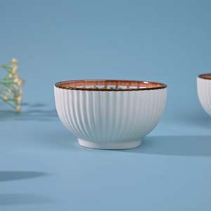 Floral Ribbed Porcelain Bowls Eco-Friendly Soup Cereal Bowls <b>Microwave</b> Oven Safe <b>Set</b> of 2 for Food Serving Dessert Serving - Product Image 1