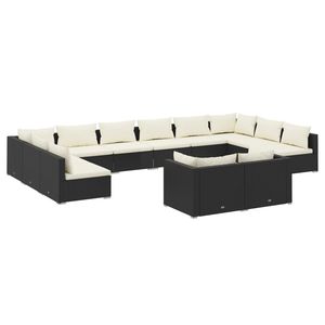 <b>Black</b> Cream Rattan Garden Lounge Set 10 Seater Outdoor Furniture Contemporary Design Wicker <b>Frame</b> - Product Image 2