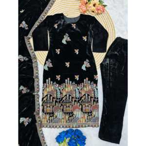 Ensemble haut et bas de soirée pour femmes, avec dupatta fantaisie - Product Image 4