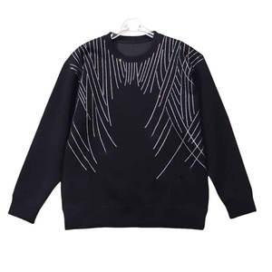 Sudadera Negra con Pedrería para Mujer, Diseño de Líneas de Cristales Brillantes, Cuello Redondo, Manga Larga, Estilo Casual, Venta al Por Mayor OEM - Product Image 6