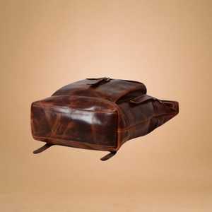 Genuine Leather Roll Top <b>Backpack</b> <b>Large</b> Travel Rucksack Mens Cowhide Laptop Bag Antique Brown Handcrafted LTBP-0063 - Product Image 3