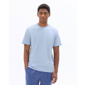 Men's Solid <b>Light</b> Blue Short Sleeve O-Neck Cotton T-Shirt Regular Fit Casual Jersey Knitted Plain Dyed T Shirt - Product Image 2