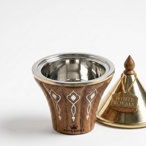 Luxury Ramadan Wooden Hotpot Casserole with Conical <b>Lid</b> & Mother of Pearl Inlay Premium Arabesque Food Warmer for Gulf Wholesale - Product Image 3