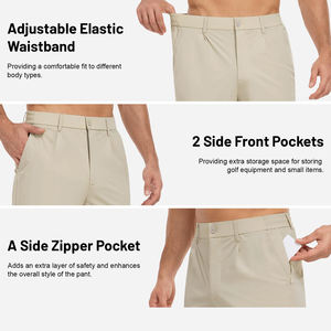 Pantalones de golf elásticos en 4 direcciones para hombre, ligeros, de color sólido, con cordón en la cintura, transpirables. - Product Image 5