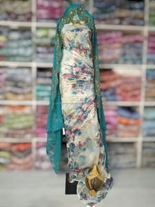 Tela de Chifón Estampada Jacquard de Estilo Étnico Africano Islámico, Precio de Fábrica, Mezcla de Seda/Algodón/Poliéster 100% para Mujeres Musulmanas - Product Image 6