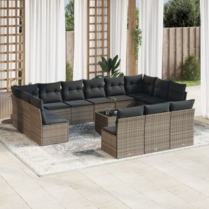 Conjunto de Sofás de Jardín de Ratán Gris, 8 Plazas, Muebles de Exterior Contemporáneos Resistentes a la Intemperie - Product Image 3