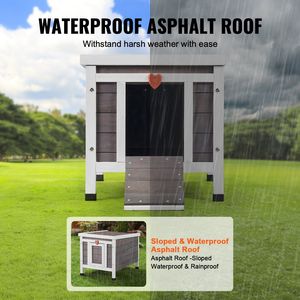 Casa para Gatos Resistente a la Intemperie con Puertas de PVC, Refugio para Gatos Salvajes, para Múltiples Gatos, Casa de Madera para Gatos y Conejos - Product Image 3