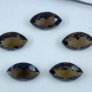 Cuarzo Ahumado Facetado en Forma de Marquesa, Piedras Sueltas de Diferentes Tamaños de 8x4mm a 25x15mm, Calibradas para Joyería, Lote - Product Image 1