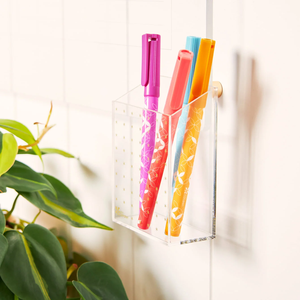 Acrylic Pen Holder Desktop Makeup <b>Brush</b> Holder Square Makeup Cup Stationery Transparent Pen Case Lipstick Holder - Product Image 6