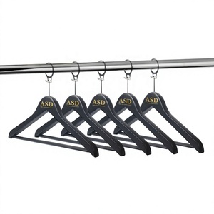 Wood Clothing Hangers With Engraved Logo Non-Slip <b>Hook</b> Type For Closet Use Classic Style - Product Image 1