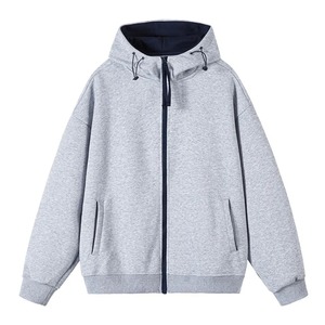 Men's Hooded Zip-Up Sweatshirt Solid Color French Terry Fleece Casual Winter Wear Regular Fit Sleeve Length Embroidered 2027 - Product Image 1