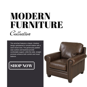 Traditional Genuine Cow Leather Armchair Upholstered Accent Sofa Rolled Arm Design Nailhead Trim Premium <b>Living</b> <b>Room</b> Furniture - Product Image 3