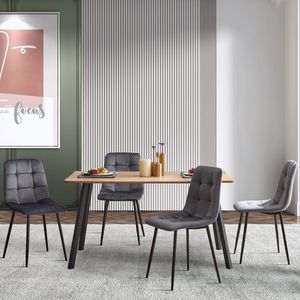 Set di 2 Sedie da Pranzo in Velluto Grigio con Gambe in Metallo per Sala da Pranzo o Cucina - Product Image 2