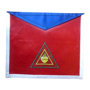 26th Degree Scottish Rite Leather <b>Apron</b> Red & Blue with <b>White</b> Borders Handmade High Quality Customizable Designs for Any Lodge - Product Image 1