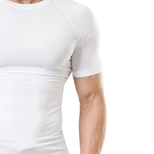 Camiseta de Compresión Blanca de Manga Corta para Hombre, Cuello Redondo, Ajustada, para Gimnasio, Entrenamiento, Deporte, Ropa Deportiva, Capa Base - Product Image 6