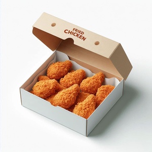 Boîte à poulet frit personnalisée avec gaufrage, matériaux recyclés, design pliable pour frites, ailes de poulet, chips de pommes de terre - Product Image 3