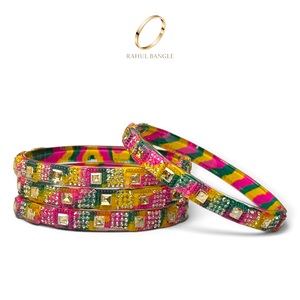 Wholesale Radiant Multicolour Kashmiri Glass Bangles Trendy Zirconia Gold Plated <b>Crystal</b> Design for Festive Wedding Wear - Product Image 5