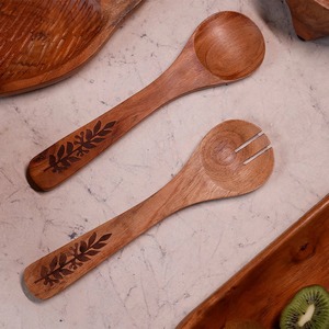 Premium Wooden Salad <b>Serving</b> Set with Artistic Design for Home Dining and Table Decoration - Product Image 5