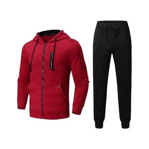Survêtements de haute qualité, ensemble jogging deux pièces uni, sans motif, pour hommes - Product Image 4