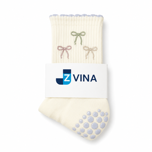 Calcetines de Algodón con Diseño Jacquard, Estilo Básico Personalizado, con Volantes en los Puños, para Mujer, Lazos de Cinta en Tonos Pastel, Calcetines de Pilates para Accesorios de Yoga - Product Image 1