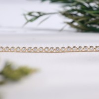 Pulsera de tenis de oro amarillo certificado con diamantes cultivados en laboratorio, corte brillante redondo, engaste de bisel, brillante, unisex, para uso diario, a la moda