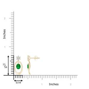 Natural Emerald Floral Diamond Drop <b>Earrings</b> 14K Yellow Gold Oval Gemstone Dangle Studs Wholesale Jewelry Gift for Her - Product Image 3