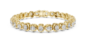 Rose <b>Gold</b> Oval Diamond Halo Tennis <b>Bracelet</b>, Lab Grown Oval Cut Eternity <b>Bracelet</b>, Luxury Diamond Jewelry for Women - Product Image 2