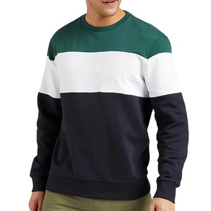 Sweat-shirt à col rond pour homme, coupe ample, épaules tombantes, 100% coton, molleton tricoté respirant, brodé, uni, écologique - Product Image 1