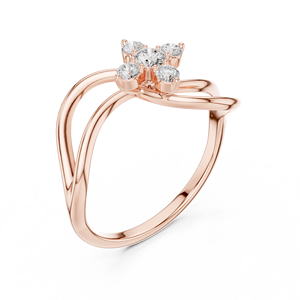 Anillo de Lujo con Flor Infinita en Oro Rosa y Cristales Redondos, Elegante Anillo de Compromiso o Boda para Mujer - Product Image 4