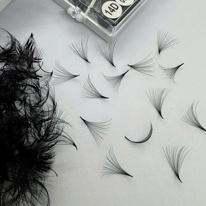 Extensions de cils pré-faits en gros pour fournisseurs, 3D-20D, en fibres synthétiques faites à la main, base pointue, volume naturel, noir mat doux - Product Image 1