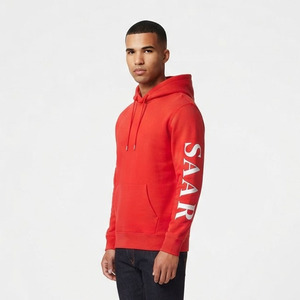 SAAR Industries <b>Red</b> Hooded Men's Casual Fleece Pullover Loose Fit Winter Wear ODM Custom Heavyweight Anti-Pilling 180g <b>Hoodie</b> - Product Image 6