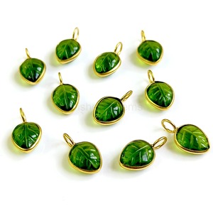 Natural Peridot Leaf Shape Hand Carved Gemstone Charm Custom 925 Sterling <b>Silver</b> Jewelry Pendant Charm For Necklace Making Bulk - Product Image 2