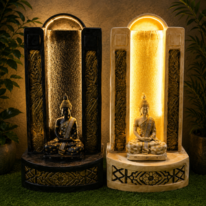 Fuente de Agua de Buda de Lujo para Jardín |   Estatua de Buda Independiente de FRP de 3 Pies con Iluminación LED y Cascada |   Fuente de Meditación Zen - Product Image 4