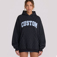 Bayanlar İçin Büyük Beden %100 Pamuklu Polar Sokak Giyim Kapüşonlu Üst Kıyafet Kışlık Uzun Kollu Nefes Alabilen Örme Sweatshirt Özel Logo