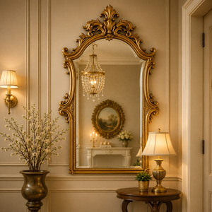 Grand Palais Wooden Carving Wall Mirror Handcrafted Decorative <b>Frame</b> Premium Full Length Dressing Mirror for Elegant Interiors - Product Image 1